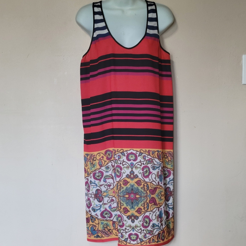 Clover Canyon Silk Shift Dress Mini Tank Print Filigree Leafy Artsy Small Resort